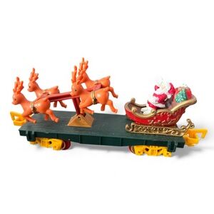 1992 Toy State O Scale Train Santa & Reindeer Car North Pole Christmas Express